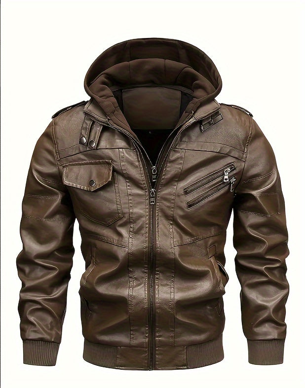 Men's Hooded Jacket - Full-Zip Zippered Pockets Lightweight