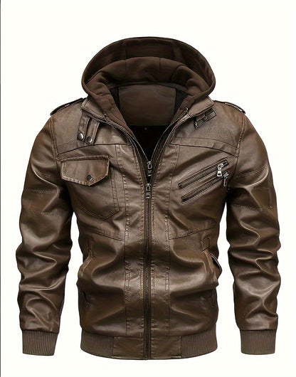 Men's Hooded Jacket - Full-Zip Zippered Pockets Lightweight