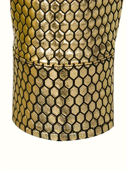 Men's 70s Disco Outfit - Diamond Foil Print Button-Up Shirt