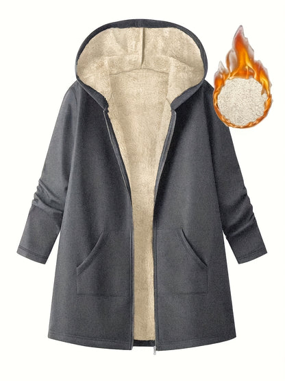 Plus Size Women's Winter Hooded Jacket - Ultra-Warm Plush Coat