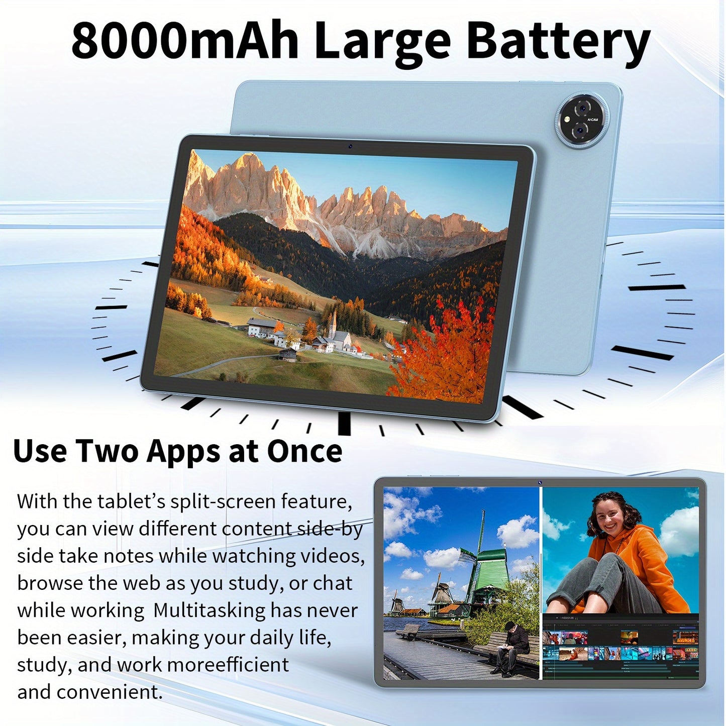 QDDQ Android 15 Tablet 11" - 24GB RAM 256GB 8000mAh Dual Camera