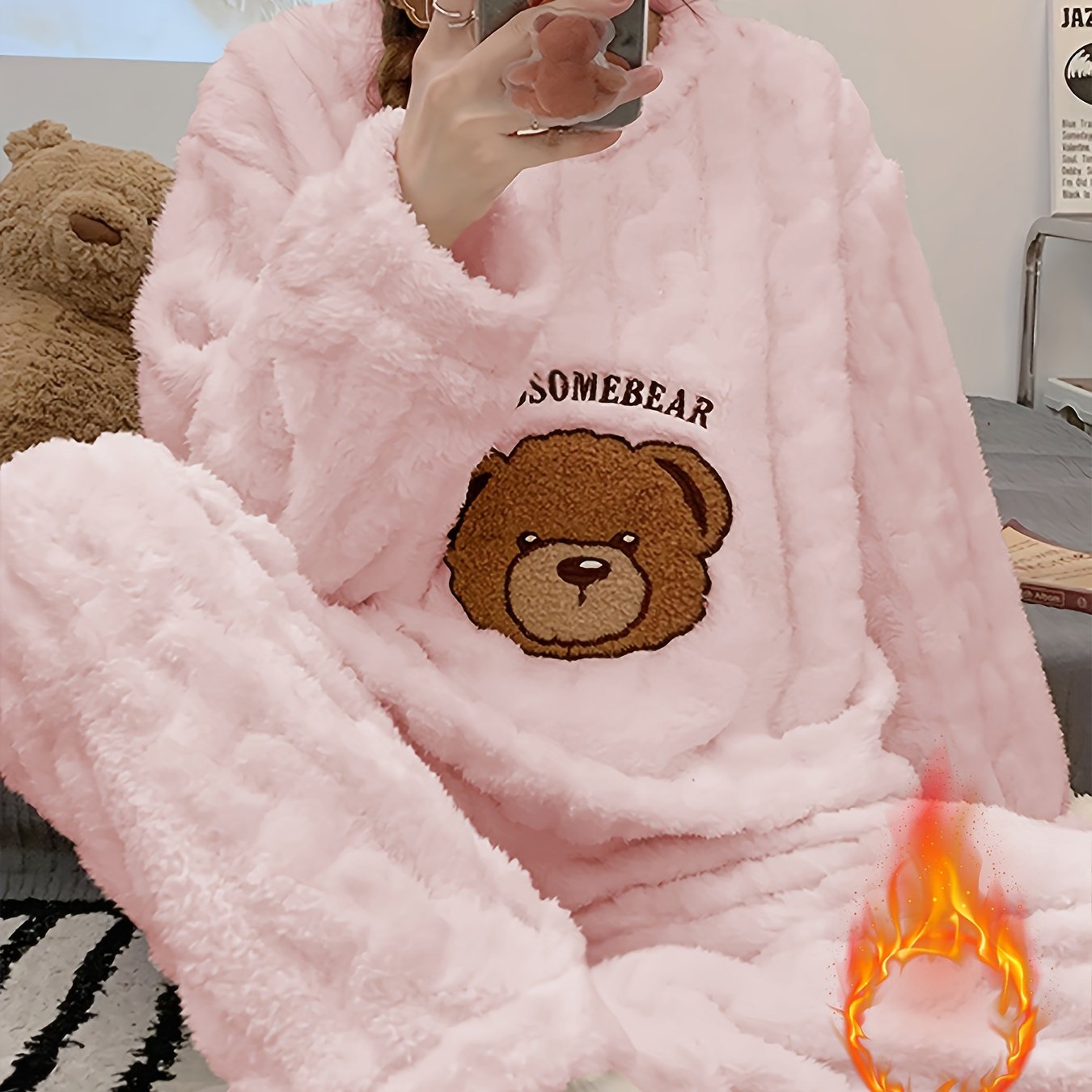 Thick Warm Pajama Set - Jacquard Bear Flannel