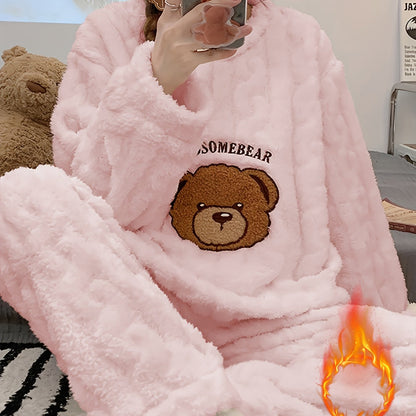 Thick Warm Pajama Set - Jacquard Bear Flannel