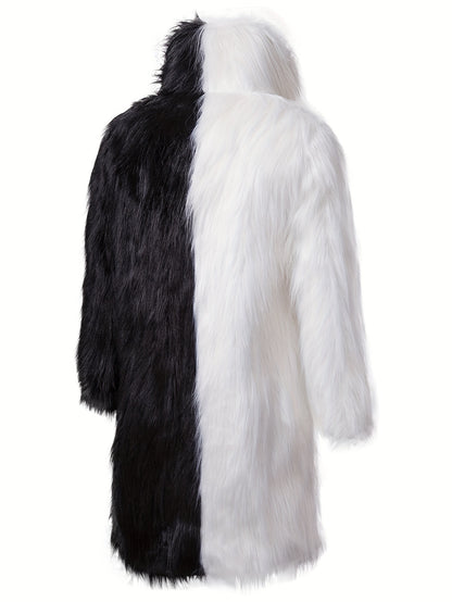 NØRVA Men's Long Faux Fur Trench Coat