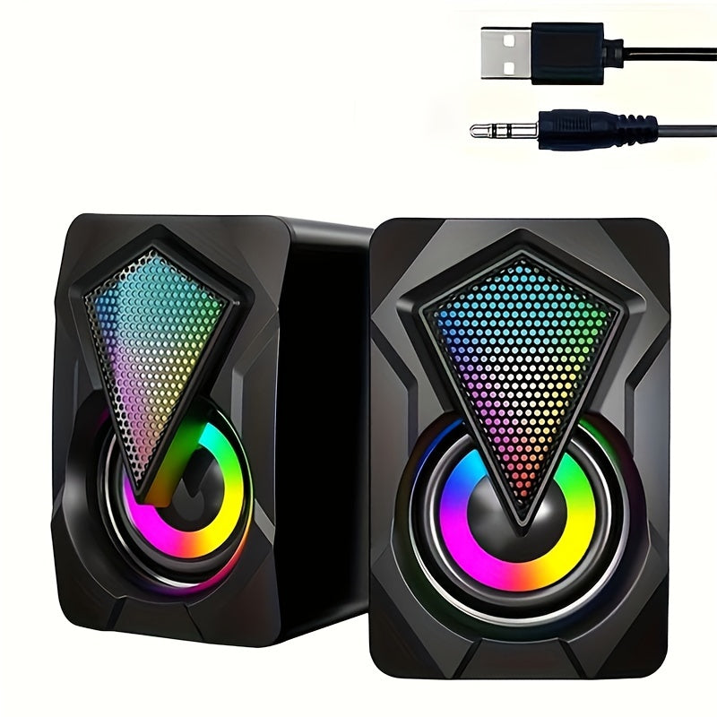 USB Desktop Speakers 2.0 - LED Lights with Volume Control