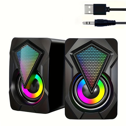 USB Desktop Speakers 2.0 - LED Lights with Volume Control
