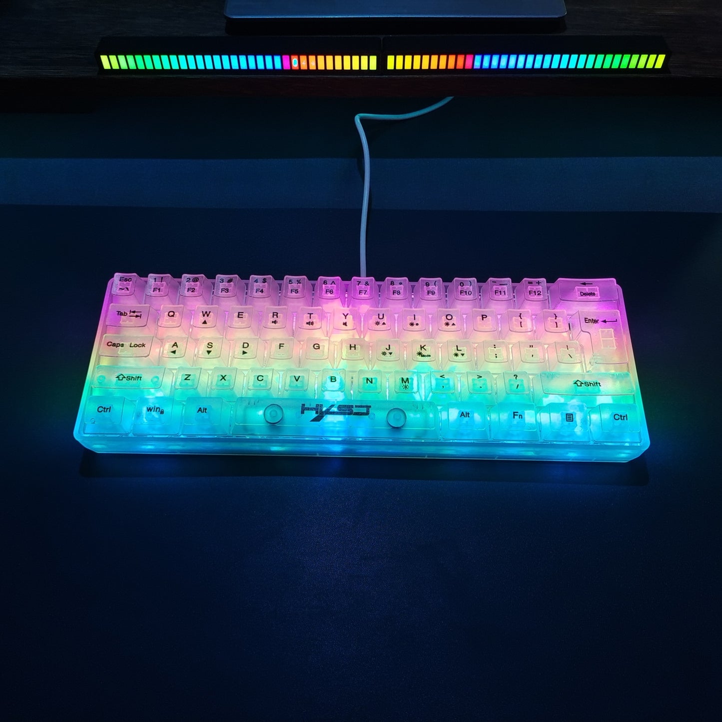 HXSJ 61-Key Gaming Keyboard - Full Transparent RGB Backlit USB-C