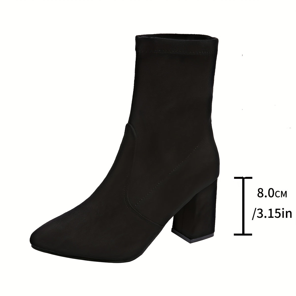 Women's Chunky High Heel Boots - Slip-On Platform Black