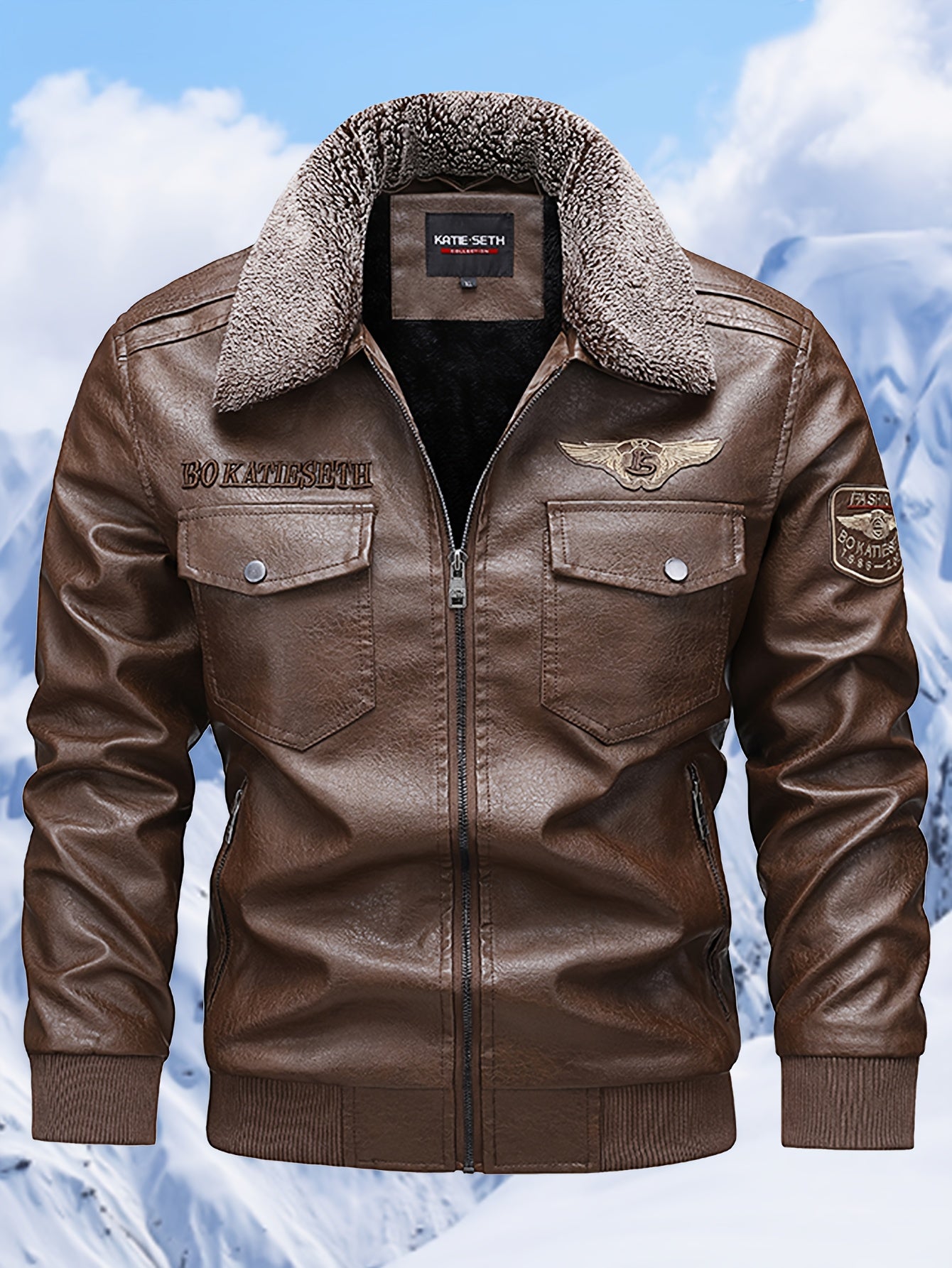 Men's Slim-Fit Fleece-Lined Biker Jacket