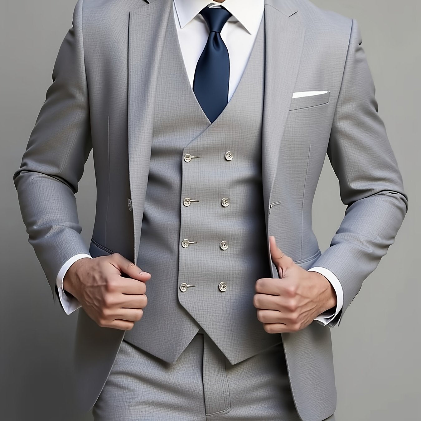 Men's 3pcs Suit Set - Blazer Vest Pants Elegant