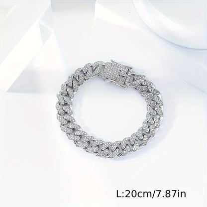 Luxurious Rhinestone Cuban Link Bracelet Unisex