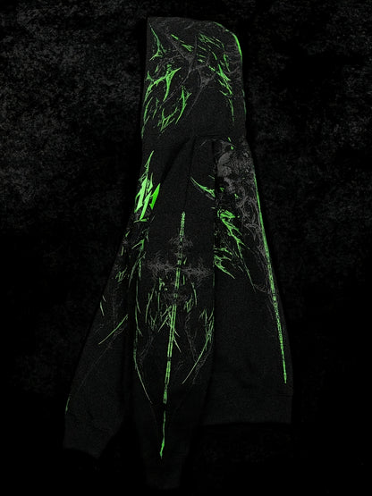 Men's Gothic Letter Print Zip Hoodie - Full-Zip with Pockets