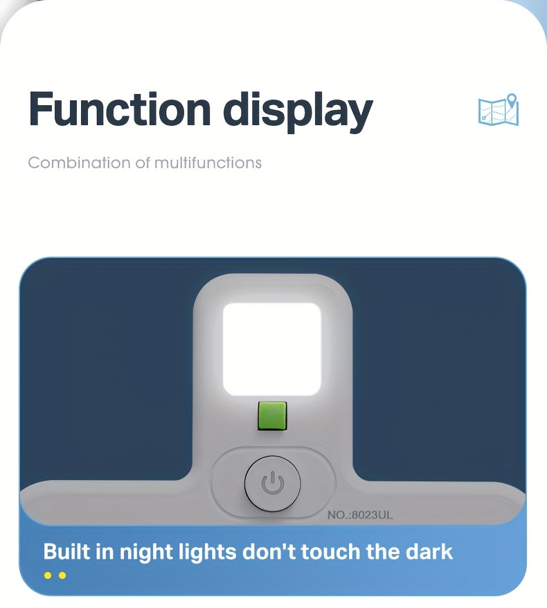 EU Plug Power Strip - 4 Sockets 2 USB Ports Night Light
