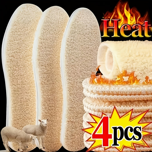4pcs Winter Alpaca Wool Insoles - Warm Plush Thickening Unisex