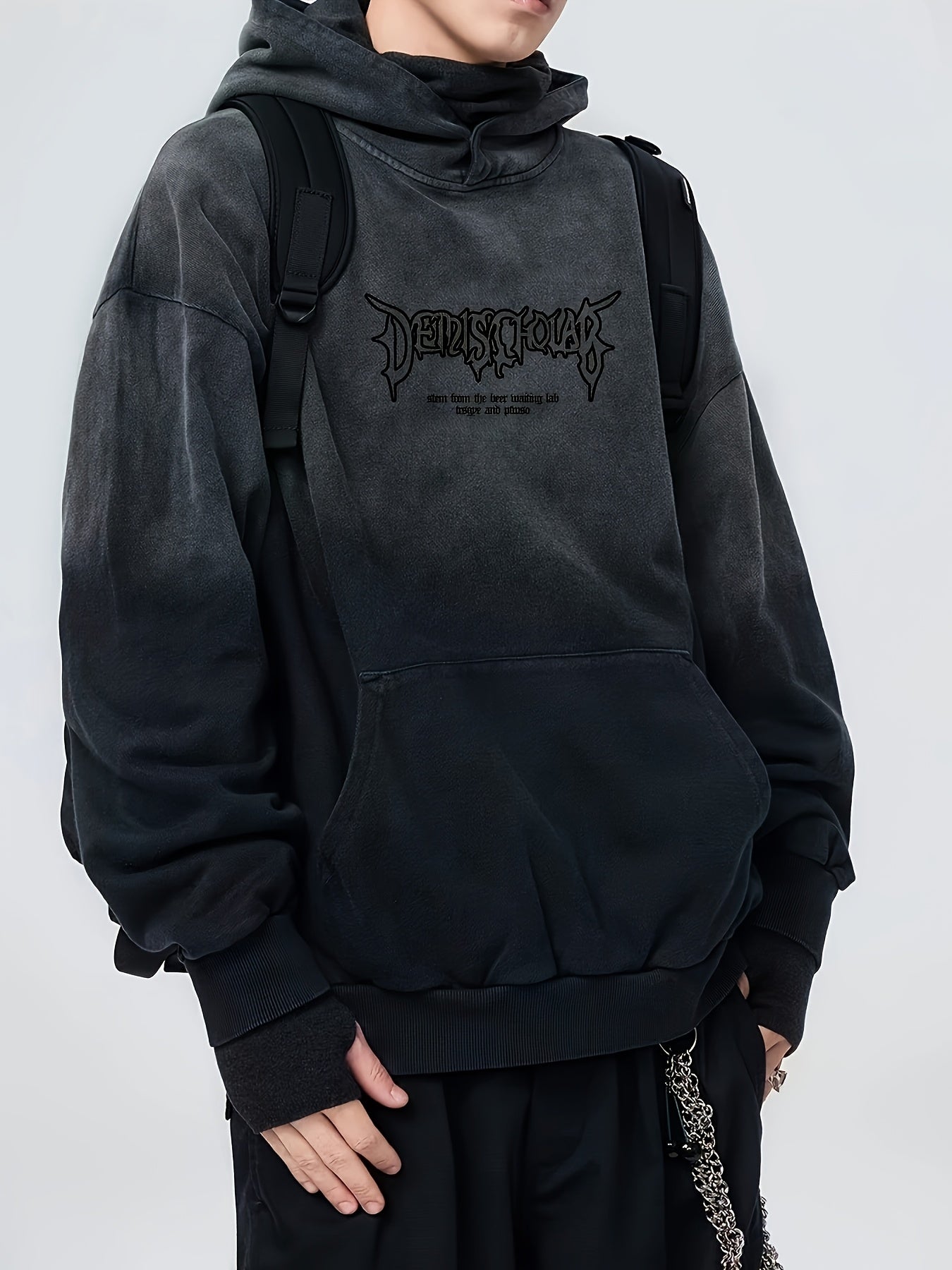 Men's Oversized Hoodie - Black & Gray
