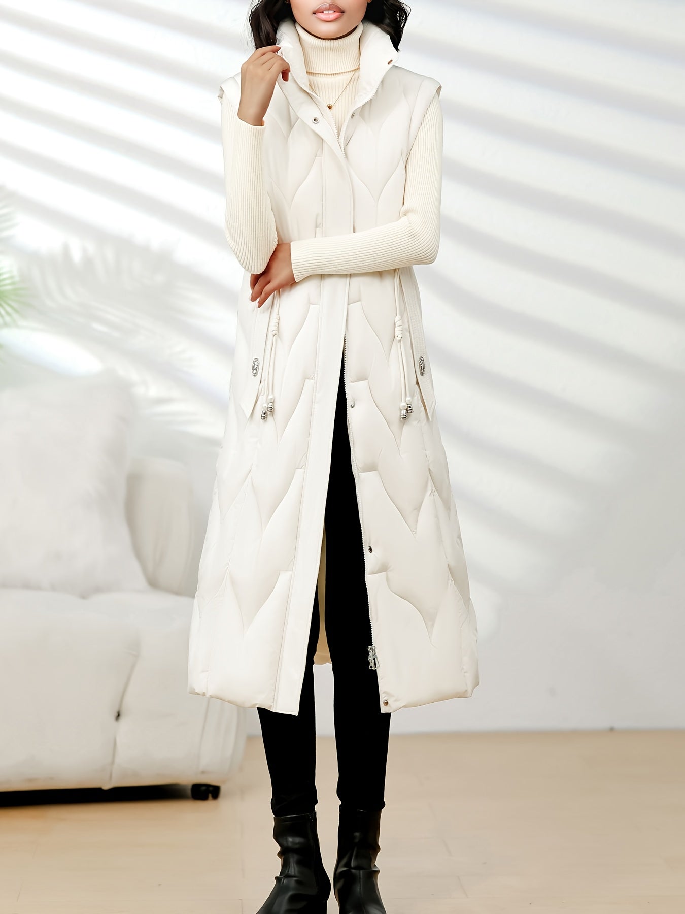 Damenmantel in Übergröße, knielang, neue Wintermode, schmal geschnitten, mit Kapuze und dickem Futter, Winterjacke für Damen in Übergröße, leichte Wintermäntel für Damen mit Taschen, Jacke für Damen in Übergröße