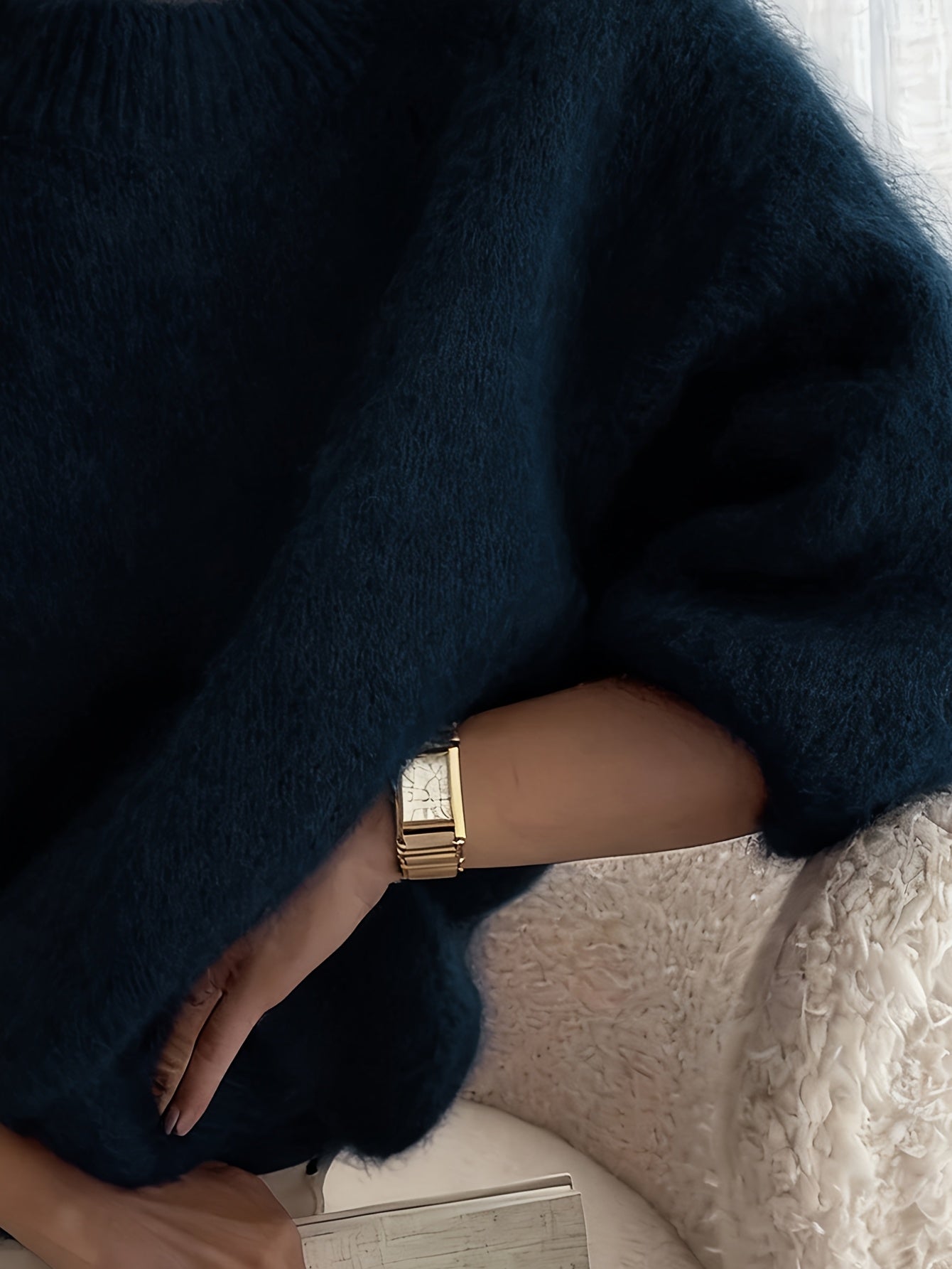 Women's Alpaca Sweater - Elegant Round Neck Winter Coat, Soft Warm Pure Color Blouses | High Elasticity for a Flattering Fit | Solid Color Sweaters for Dresses, Skirts & Pants Toppings | Hand Wash/Dry Clean (Autumn/Winter War