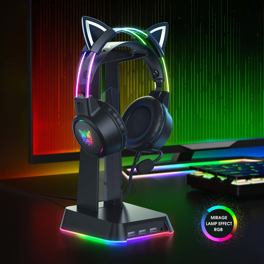 ONIKUMA RGB Gaming Headset - Detachable Cat Ear with Surround Sound