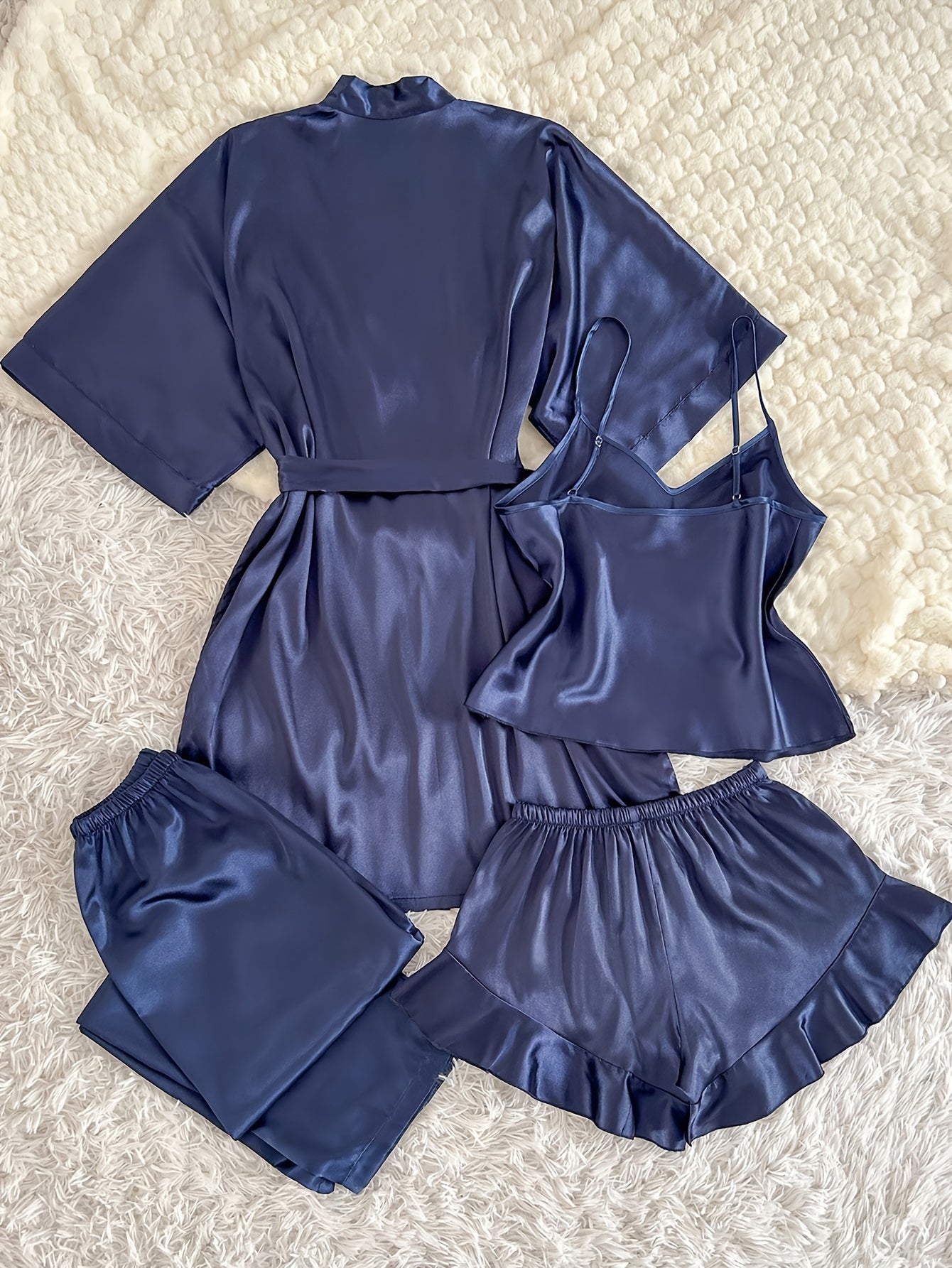 Women's All-Season V-Neck Pajama Set - Tie Waist Drawstring