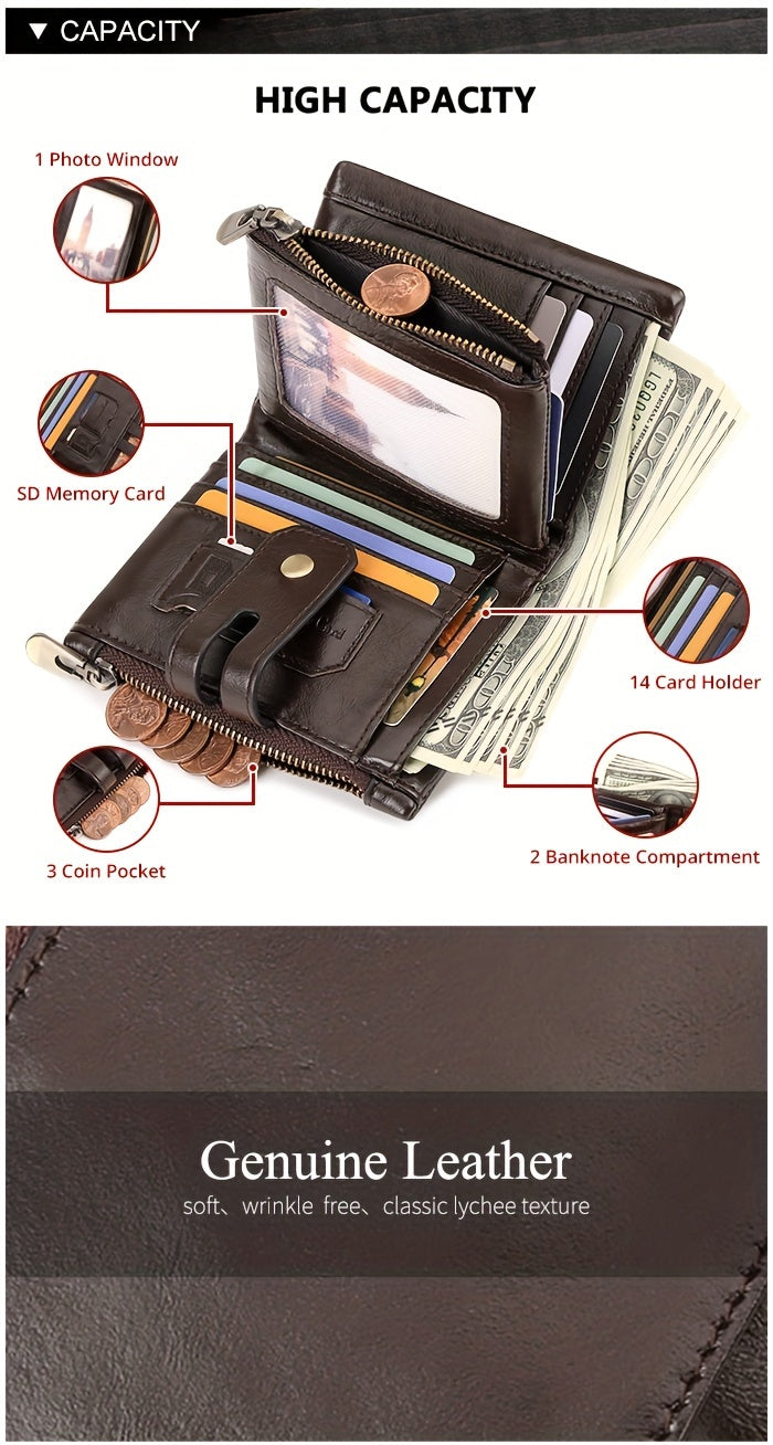 JEEP High Capacity Genuine Leather Wallet - RFID Protection Men