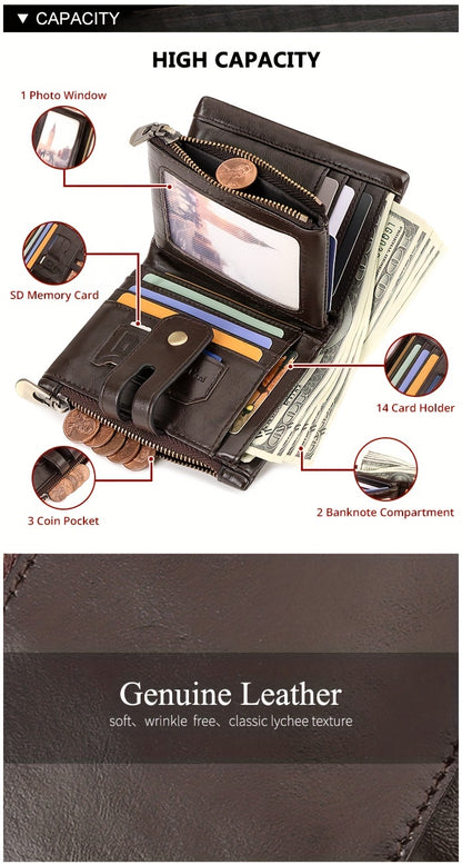 JEEP High Capacity Genuine Leather Wallet - RFID Protection Men