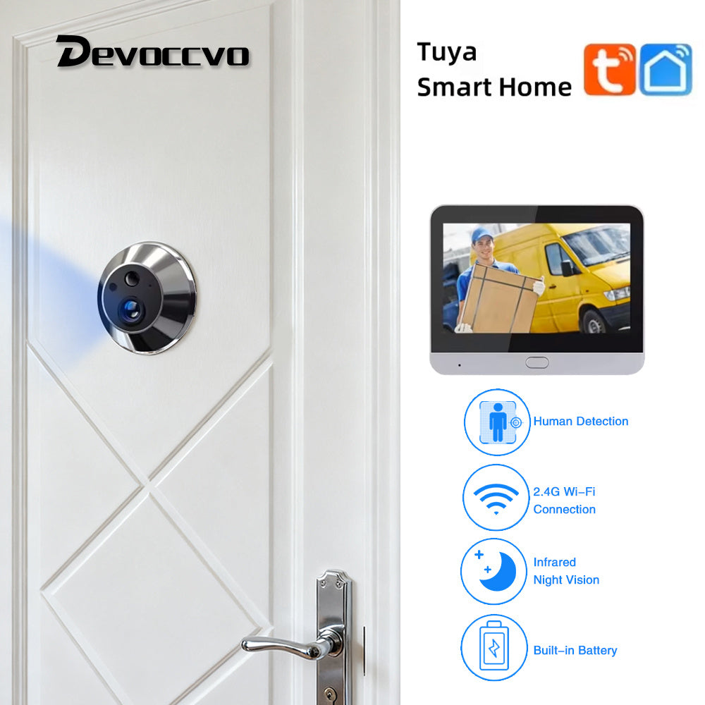 Devoccvo Tuya Smart 3MP Door Peephole Camera - WiFi Visual Screen