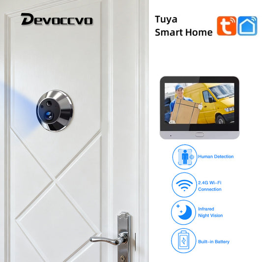 Devoccvo Tuya Smart 3MP Door Peephole Camera - WiFi Visual Screen