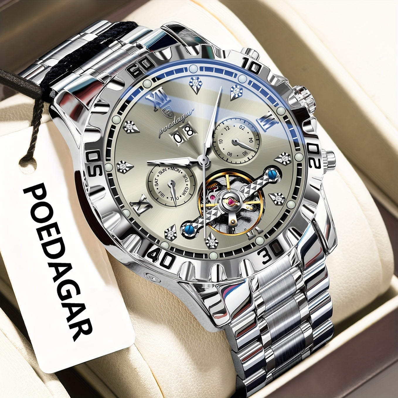POEDAGAR Men's Luxury Business Watch - Automatic Waterproof
