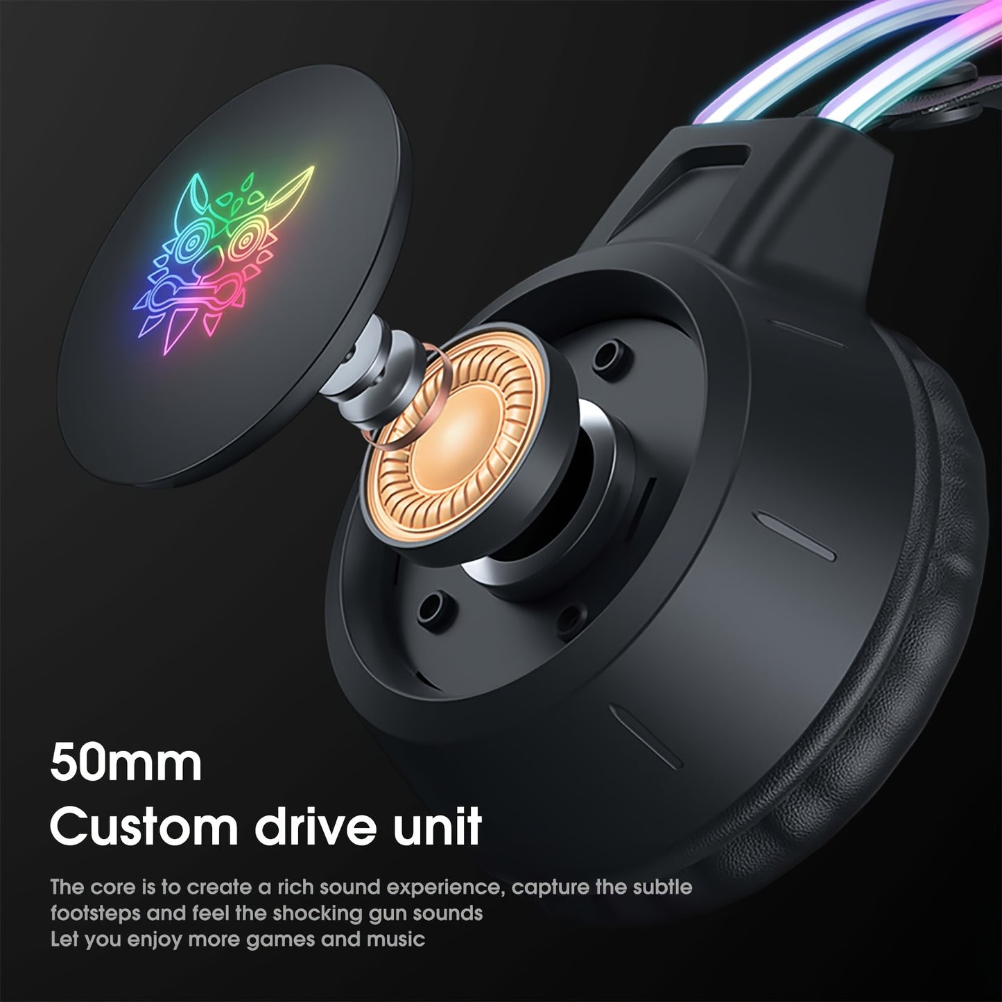 ONIKUMA RGB Gaming Headset - Detachable Cat Ear with Surround Sound