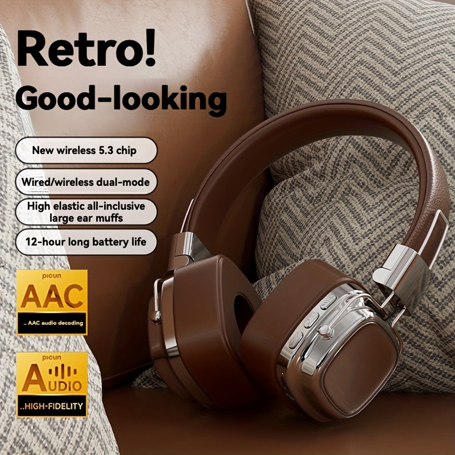 Retro Wireless Headphones - HiFi Deep Bass with 350mAh Battery