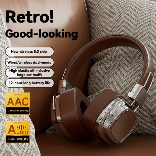 Retro Wireless Headphones - HiFi Deep Bass with 350mAh Battery
