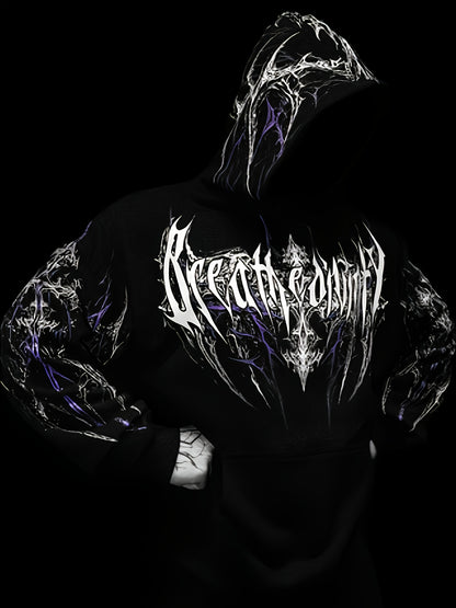 Men's Gothic Hoodie - Loose Fit Full-Zip with Pockets