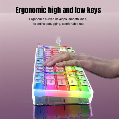 HXSJ 61-Key Gaming Keyboard - Full Transparent RGB Backlit USB-C