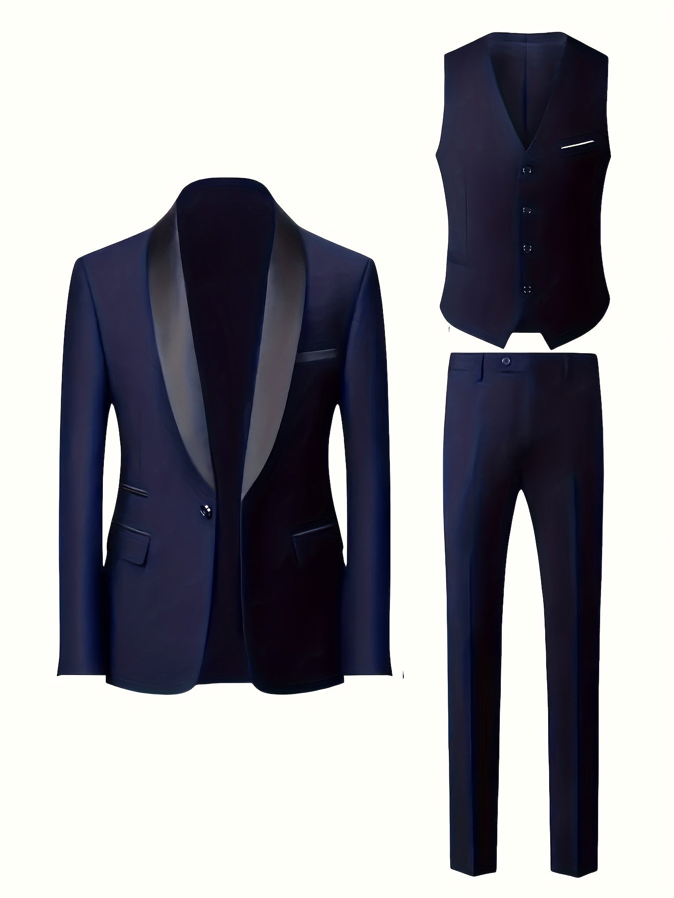 Men's 3pcs Suit Set - Blazer Vest Pants Elegant