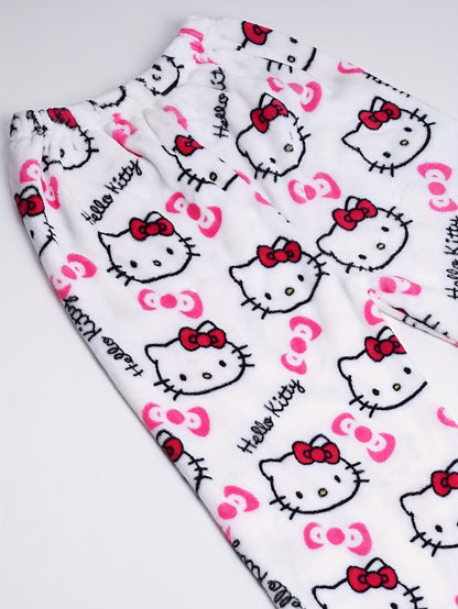 Hello Kitty Women's Flannel Sleep Pants - Thick Warm Winter