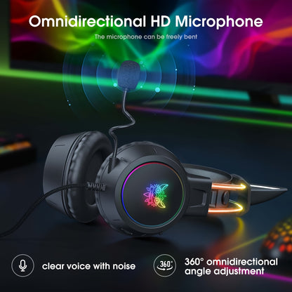 ONIKUMA RGB Gaming Headset - Detachable Cat Ear with Surround Sound