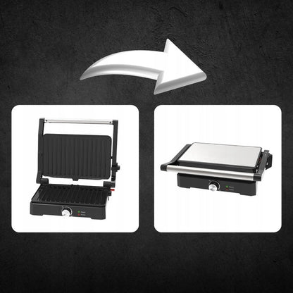 MEMFLOW Electric Panini Grill Toaster 1000W - Foldable Non-Stick