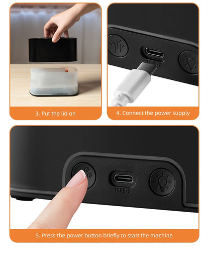 USB Flame Aroma Diffuser - Essential Oil Humidifier with Nightlight