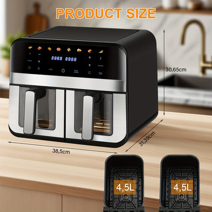 Kehot 9L Dual Door Air Fryer 2400W - 8-in-1 Smart Touchscreen