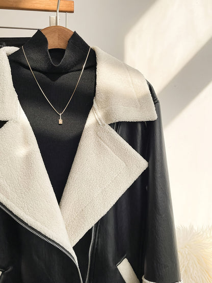 Plus Size Women's Black & White Contrast Jacket