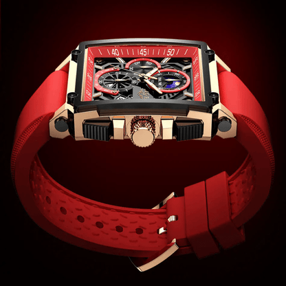 LIGE Vintage Quartz Watch - Hollow Dial Lunar Phase & World Time