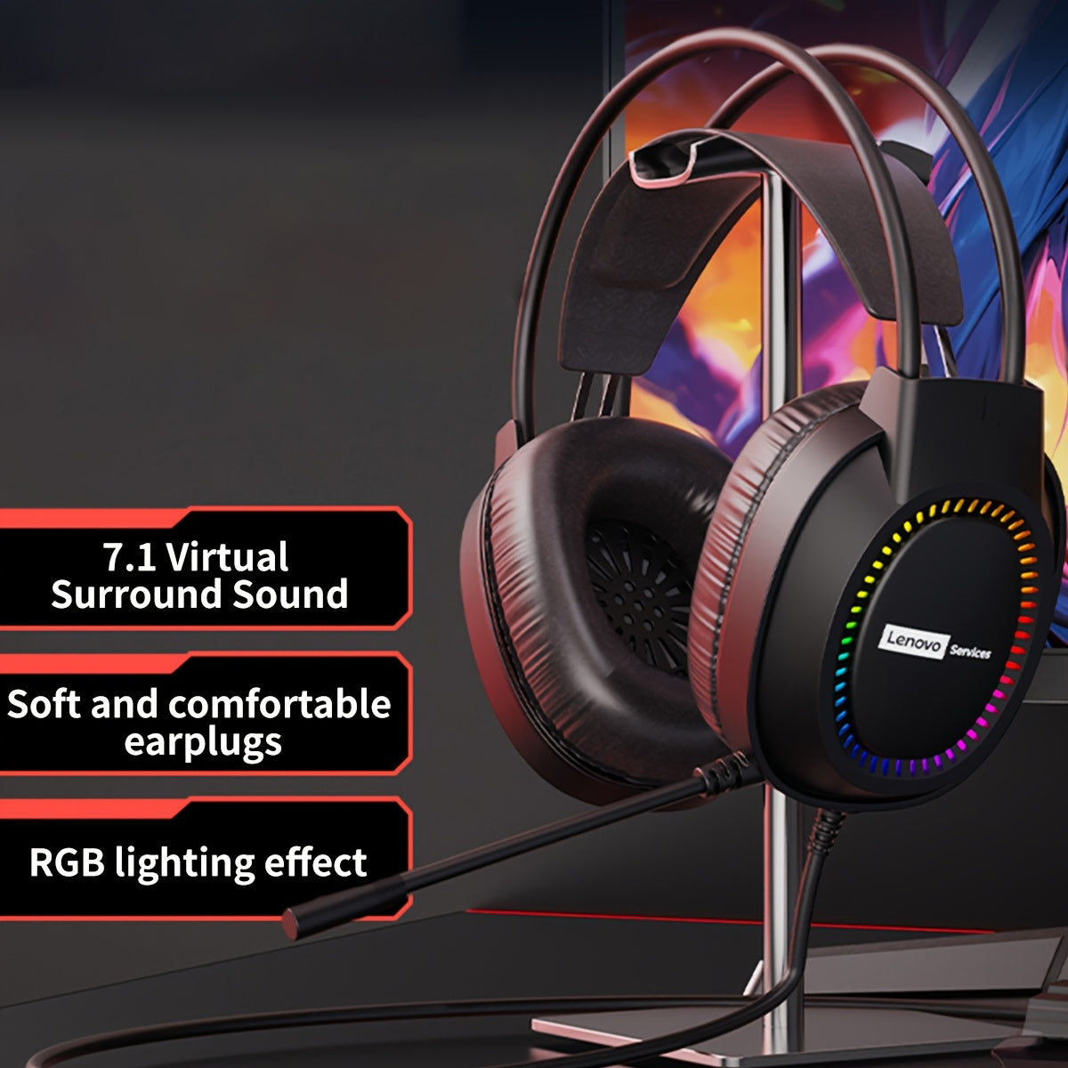 Lenovo Headset 7.1 Surround - RGB with Noise Cancelling Mic