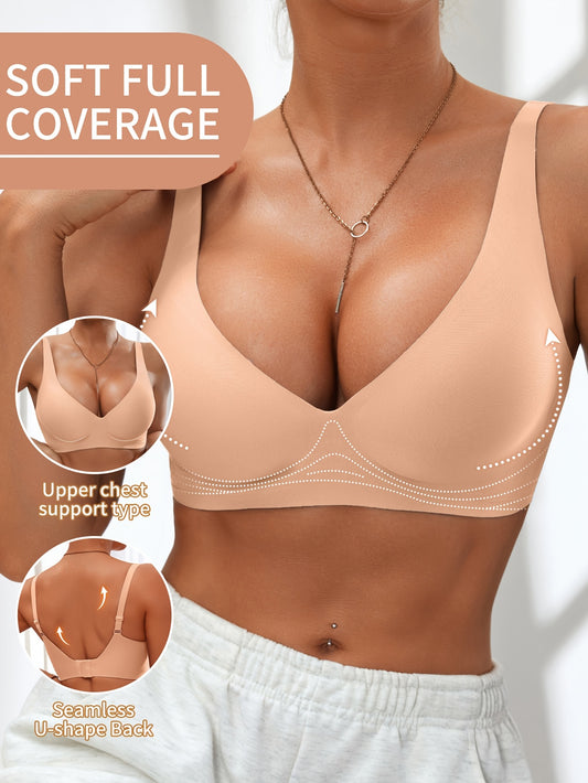 Full-Coverage Push-Up Bra - Wire-Free High Lift Non-Detachable Pad