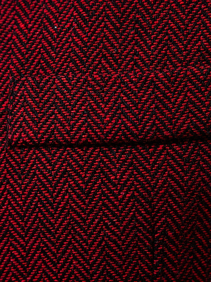 Men's Herringbone Tweed Vest - Single-Breasted Chain Detail Brown