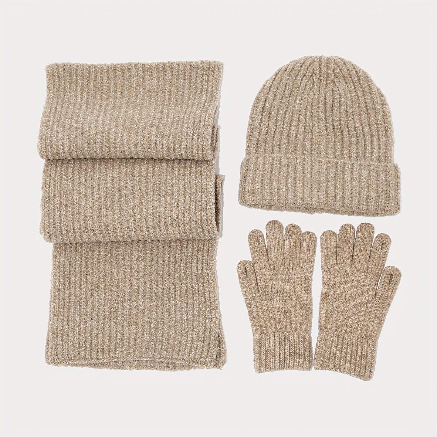 3pcs Winter Set - Beanie Scarf Gloves Touch Screen Unisex