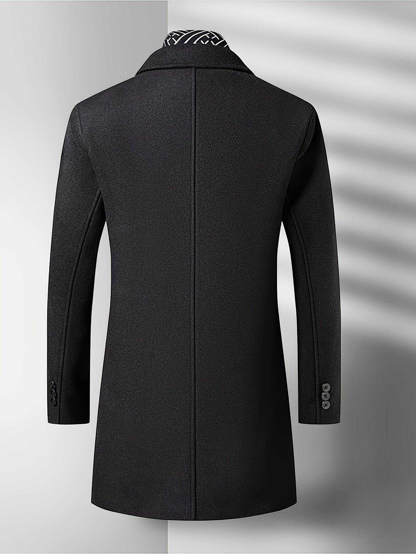 Men's Autumn Winter Thickened Tweed Jacket - Detachable Scarf