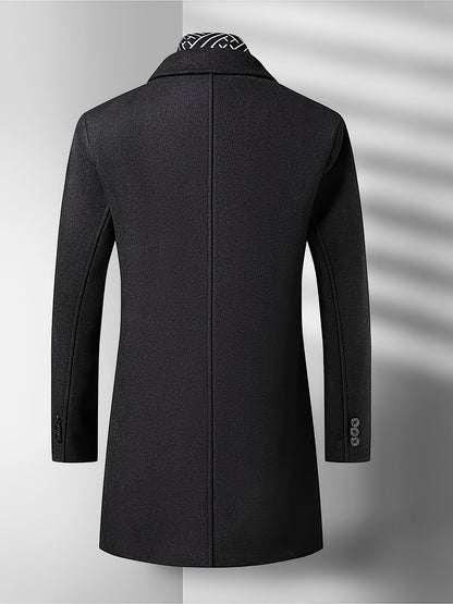 Men's Autumn Winter Thickened Tweed Jacket - Detachable Scarf