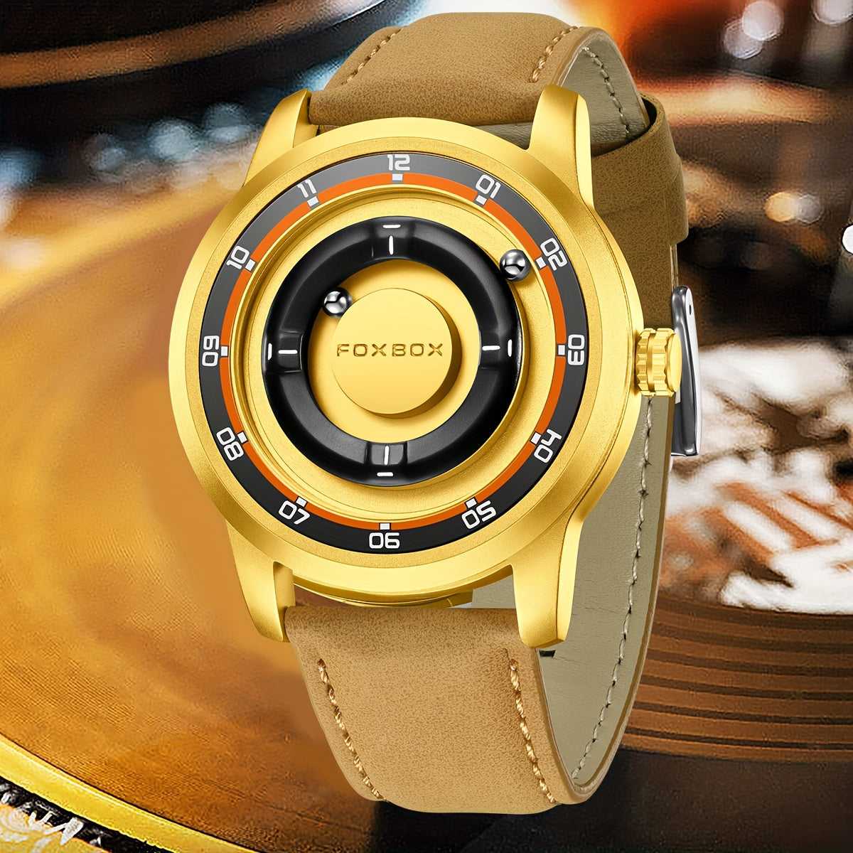 FOXBOX Men’s Fashion Watch – Unique Dial, Leather Strap, Quartz & Waterproof