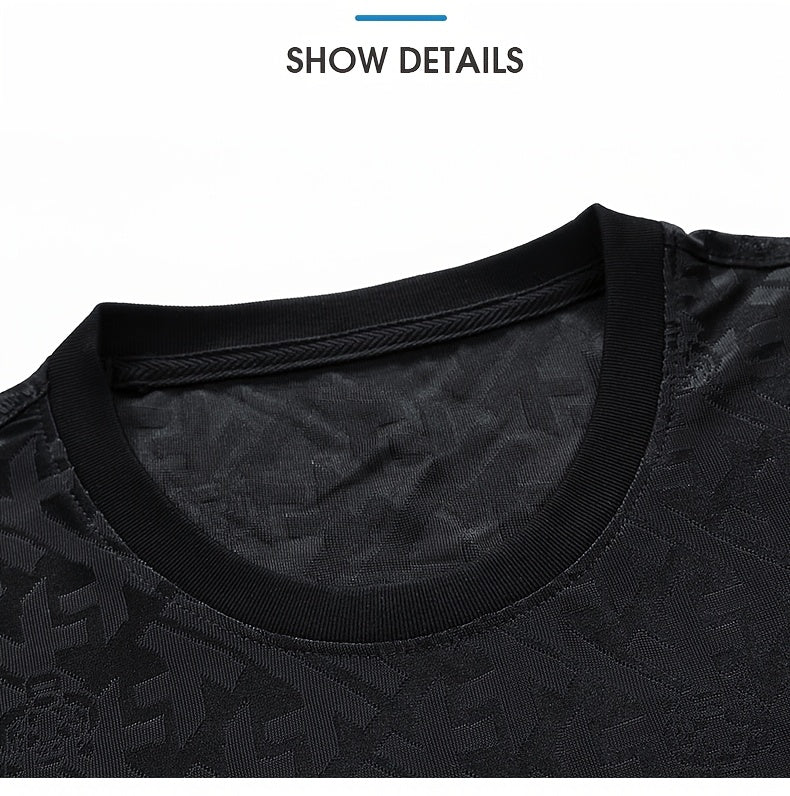 Men's Jacquard Summer Shirt - Ice Feel Round Neck