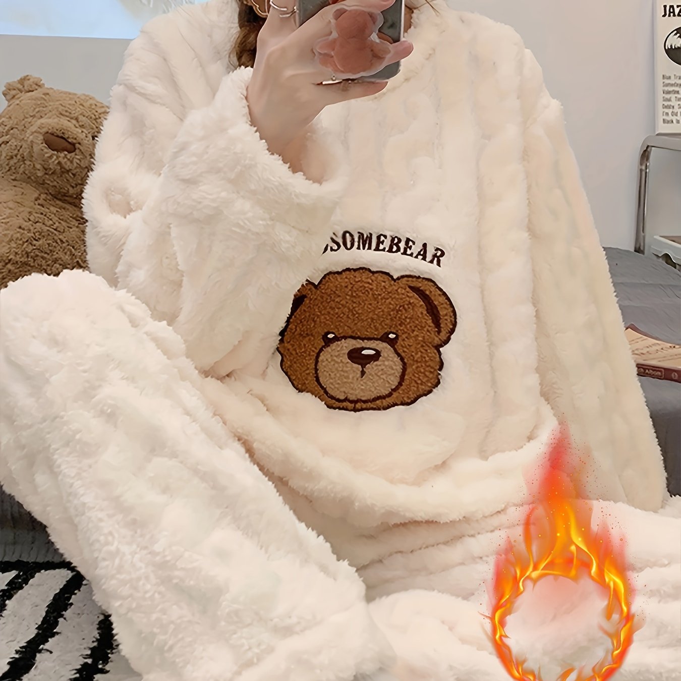 Thick Warm Pajama Set - Jacquard Bear Flannel